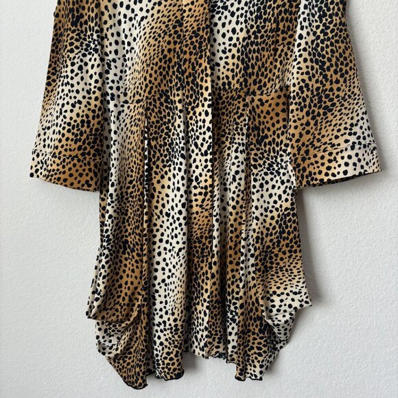 Joseph Ribkoff Cheetah Leopard Print Button Front Longline Tunic Top - Picture 5 of 10
